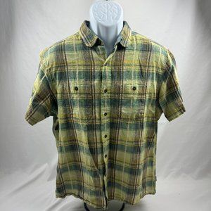 Kuhl Shirt Womens L Yellow Plaid Button Up Outdoor Hiking Short Sleeve